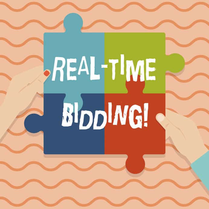Conceptual hand writing showing Real Time Bidding. Business photo showcasing Buy and sell advertising inventory by instant auctions.