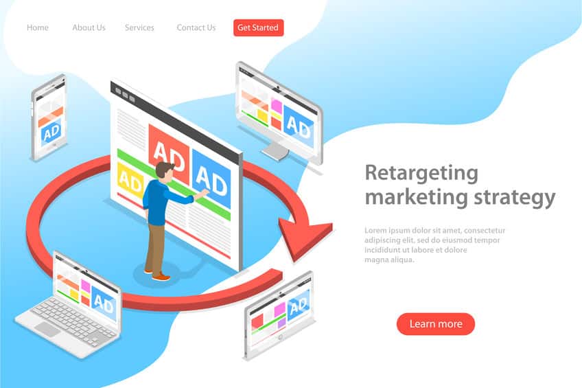 Isometric flat vector concept of retargeting marketing stragety.