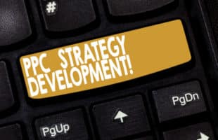 Word writing text Ppc Strategy Development. Business concept for To develop a plan of action to build effective PPC Keyboard key Intention to create computer message pressing keypad idea.