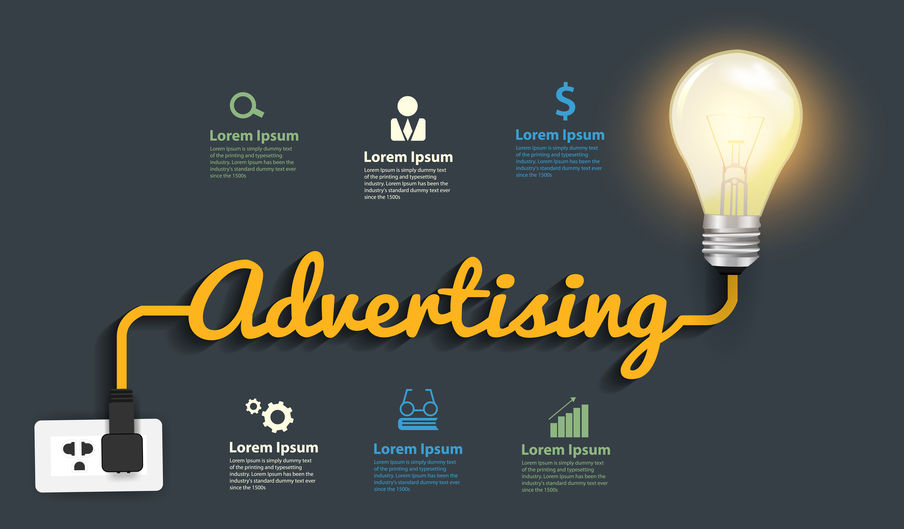 Advertising concept, Creative light bulb idea abstract infograph