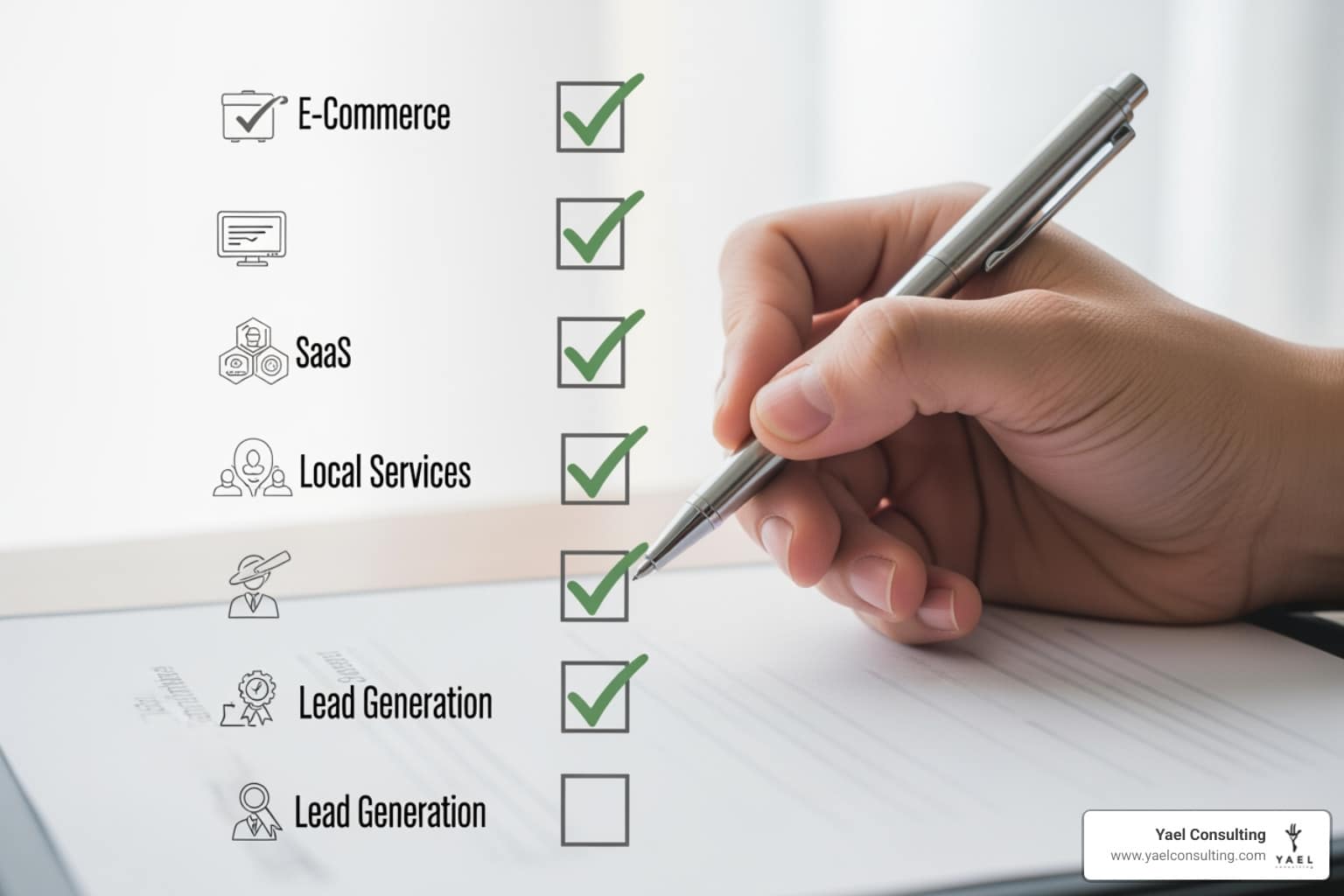 Checklist with business types checked - Boutique Google Ads agency